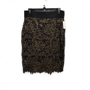 Simply Emma Black and Gold Lace Pencil Skirt